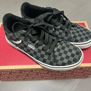 Vans Kids Black and Gray Checkered Sneakers